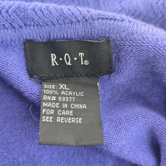 RQT Cowl Neck Knit Sweater 3/4 Sleeve Pullover Top Woman Extra Large Blue/Lilac - Picture 3 of 9